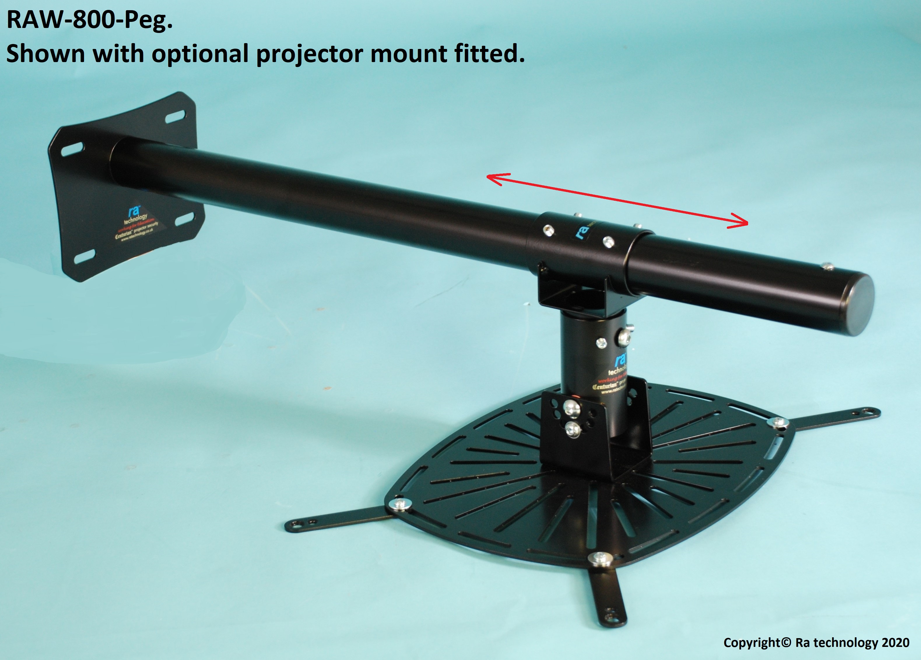 RAW-800-Peg. Wall Mount Arm With Adjustable Zoom Coupling